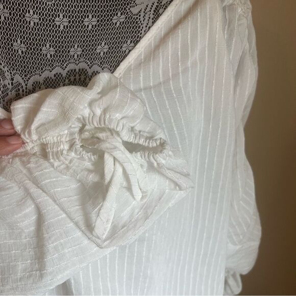 Astr The Label Cream Ruched Long Sleeve Top Sz Large - Picture 6 of 10